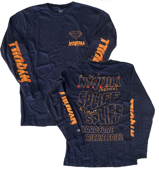 Yaadcore Nyquill Remix Diamond Supply Co. - navy blue long sleeve shirt