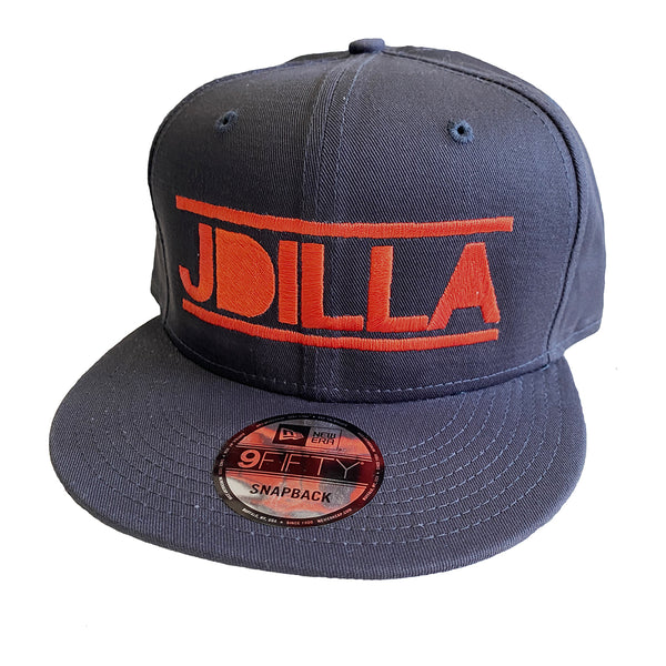 J Dilla Snapback hat - navy blue & orange